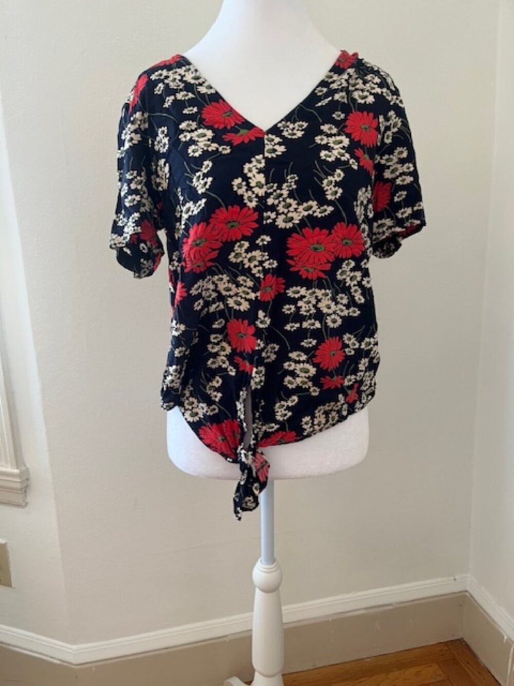 Madewell Knot Front Floral Top | Women's XS